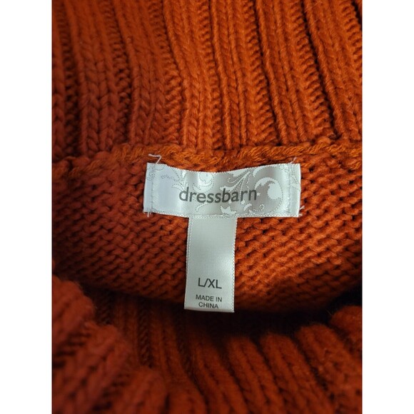 Dress Barn Poncho Cape Sweater Women L/XL Orange Winter Warm Soft - Picture 5 of 7